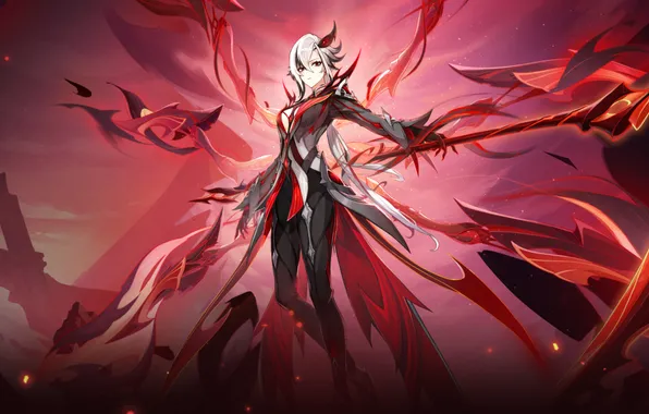 Look, braid, tails, Father, Genshin Impact, Genshin Impact, Harlequin, Harlequin