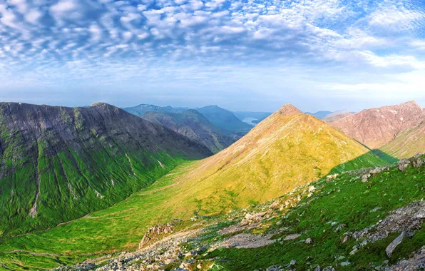 Clouds, mountains, nature, valley, panorama