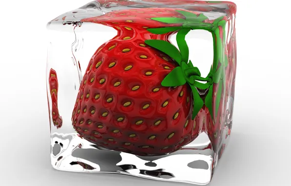 Picture ice, strawberry, cube