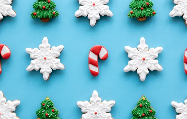 Snowflakes, texture, cookies, Christmas, New year, figures, glaze, design