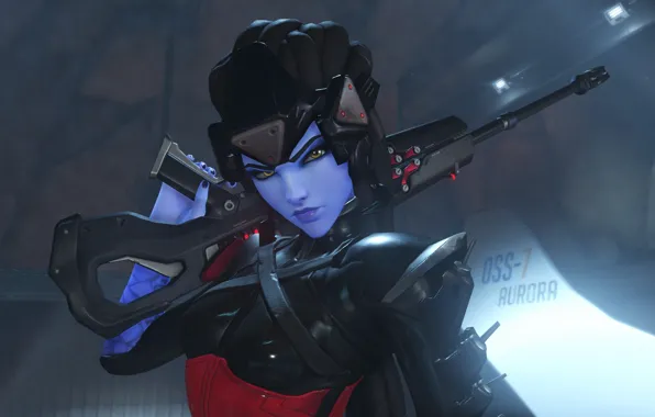 Picture girl, face, weapons, killer, Overwatch, Widowmaker, Amelie Lacroix