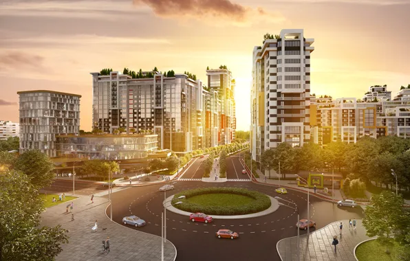 The sky, people, transport, building, ring