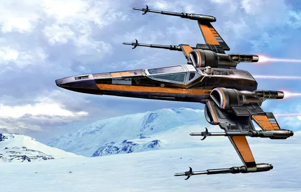 Picture Star Wars, Fantastic, X-wing, space fighter, planet Hot