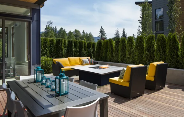 Picture design, style, Villa, home, interior, hearth, terrace