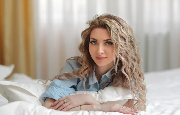 Look, portrait, beauty, blonde, bed, Nega, Murat Kuzhakhmetov, Lyudmila