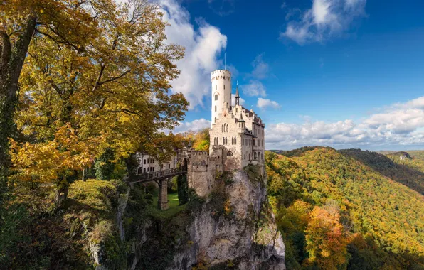 Mountains, photo, castle, Germany, Lichtenstein, Castle