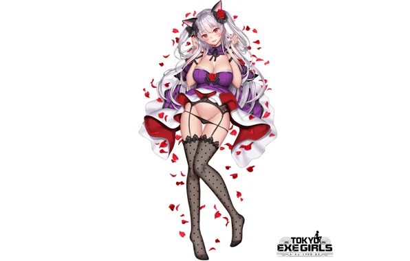 Girl, sexy, lingerie, pantsu, cleavage, panties, thighhighs, long hair