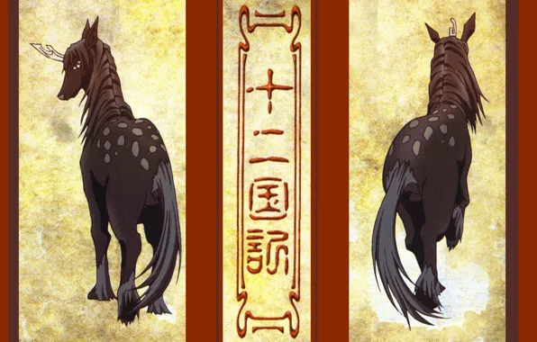 Black, unicorn, tail, 12 kingdoms, the Twelve kingdoms, kirin, Taiki, by Akihiro Yamada
