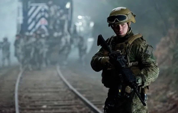 Cinema, gun, soldier, weapon, man, movie, flag, Godzilla