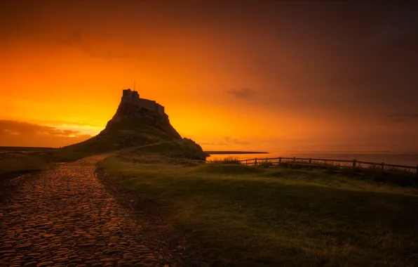Picture mountains, rocks, England, glow, Lindisfarne, Holy Island