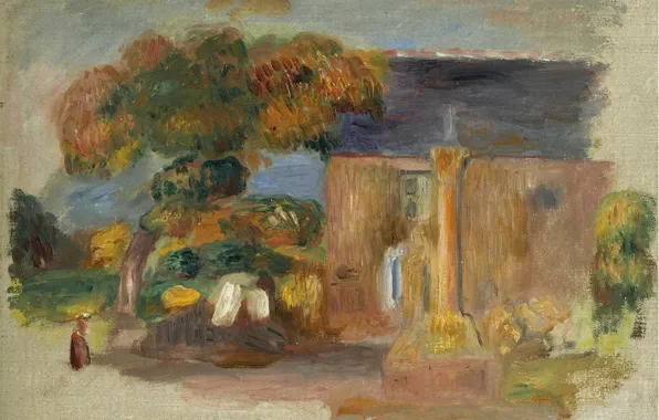 Picture, 1902, Pierre Auguste Renoir, Pierre Auguste Renoir, Landscape in Brittany. The house and the …