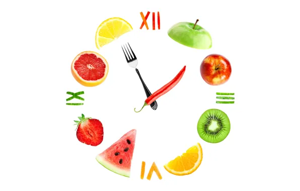 Creative, arrows, lemon, watch, Apple, orange, watermelon, kiwi