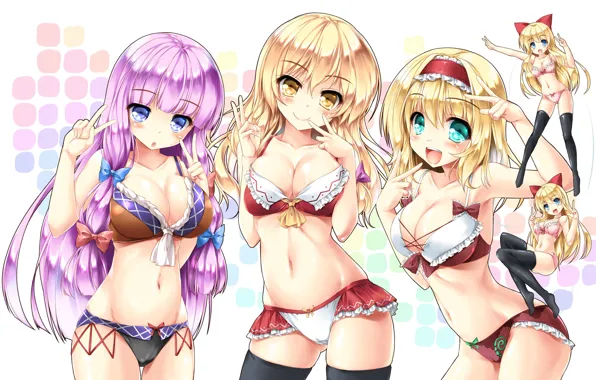 Girls, trio, Touhou, Touhou
