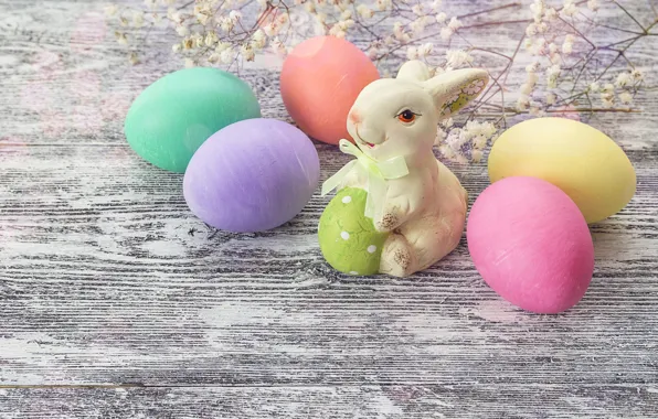 Spring, Easter, wood, spring, Easter, eggs, decoration, Happy