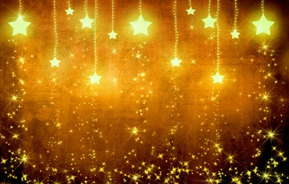 Stars, light, yellow, background, gold, holiday, texture, brown