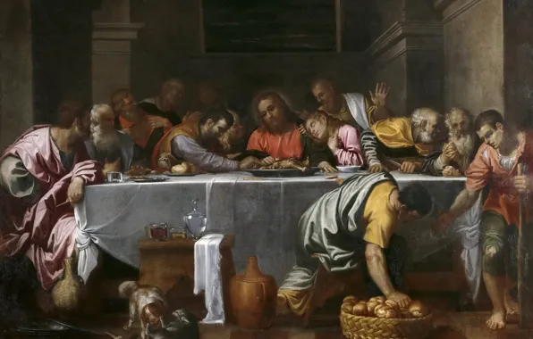 Picture, religion, mythology, The Last Supper, Agostino Carracci