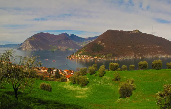 Landscape, mountains, the city, photo, Italy, Lombardy, Tassano