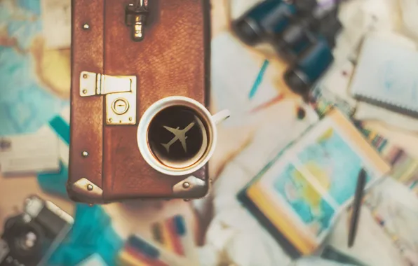 Picture Cup, suitcase, journey, cup, travel, suitcase, Dina Belenko