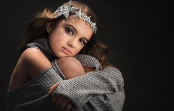 Look, face, portrait, makeup, girl, stars, the dark background, bezel