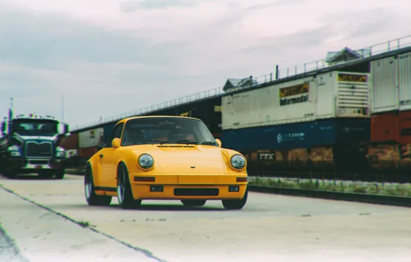 Auto, Yellow, Porsche, Machine, Porsche 911, Vintage, 1980, by Giacomo Geroldi