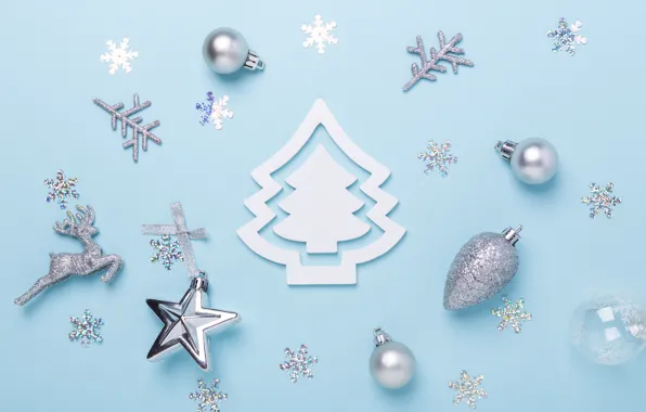 Wallpaper toy, new year, ELIZAVETA ELESINA, background, blue, composition