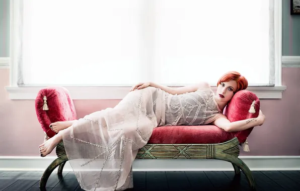 Look, sofa, group, tattoo, singer, journal, Hayley Williams, model
