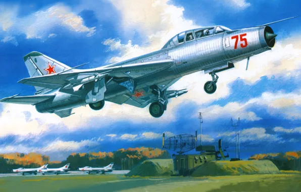 Picture the airfield, the rise, radar, fighter-interceptor, Su-9U, Maiden