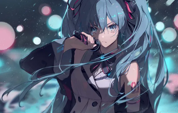 Girl, snow, Hatsune Miku, Vocaloid