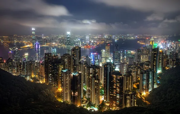 The sky, night, Hong Kong, Hong Kong