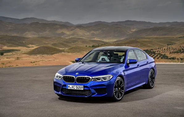 Blue, BMW, sedan, BMW M5, 2017, M5, F90