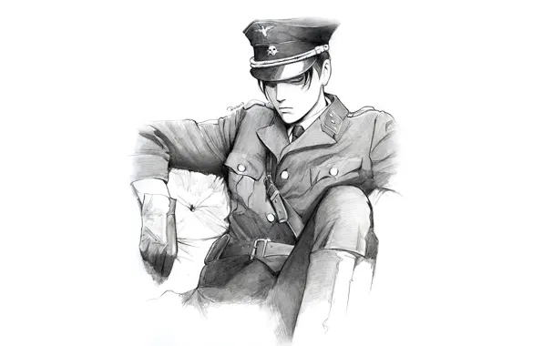 Look, figure, art, form, cap, Attack Of The Titans, Shingeki No Kyojin, strict