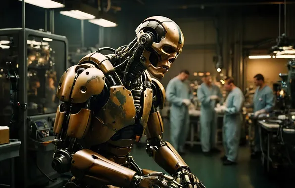 People, fiction, robot, technique, cyborg, mechanisms, laboratory, scientists