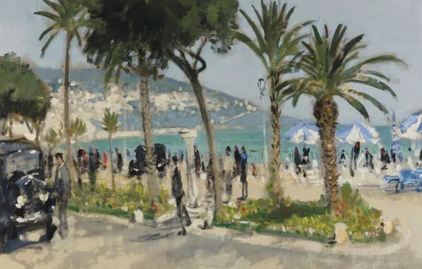 Picture, the urban landscape, Pierre Eugène Montesin, Pierre-Eugene Montezin, English Boardwalk. Nice