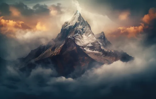 The sky, clouds, landscape, mountains, nature, fog, rock, rendering