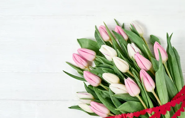 Picture flowers, bouquet, tape, tulips, pink, wood, pink, flowers