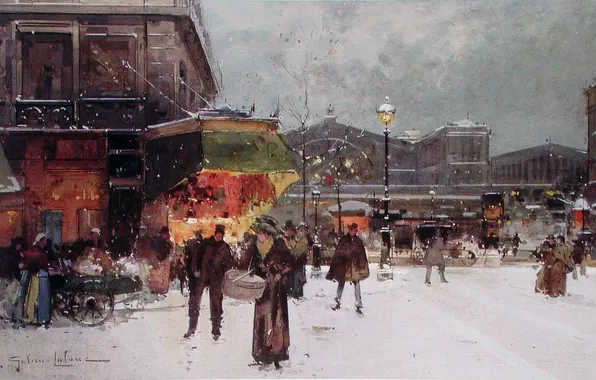 Winter, snow, Paris, EUGENE GALIEN-LALOUE