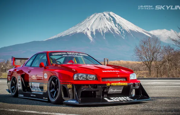 Picture car, nismo, liberty walk, mount fuji, nissan skyline r34