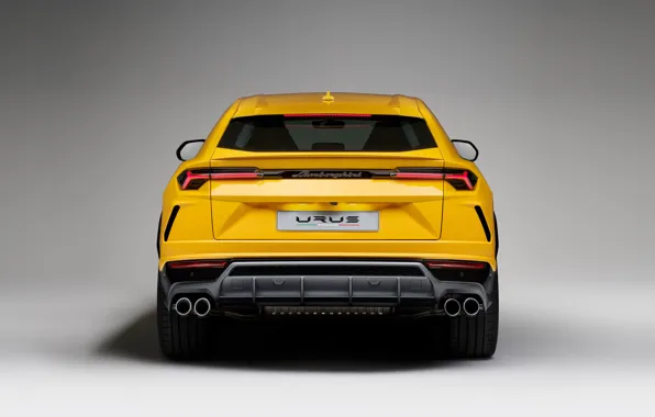 Lamborghini, rear view, yellow, 2018, Urus