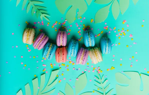 Leaves, background, cake, cake, cakes, background, leaves, macaroons