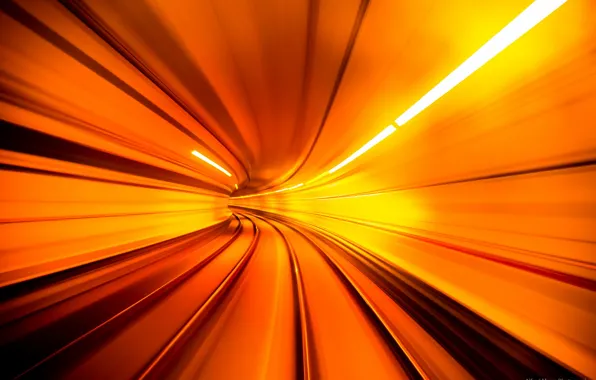 Road, light, orange, the city, the tunnel