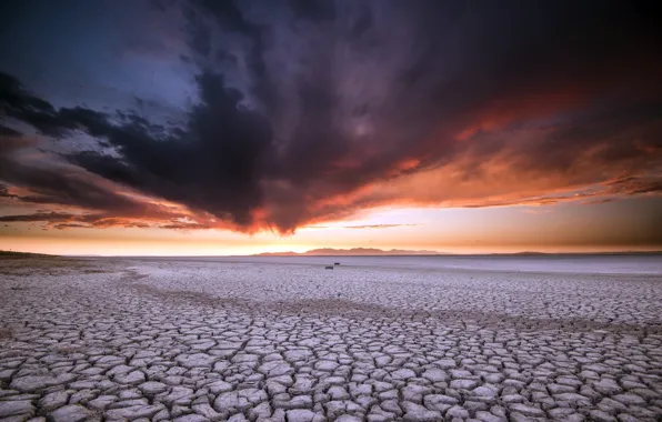 The sky, sunset, desert