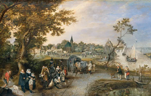 Picture oil, picture, 1615, Adrian van de Venne, Adriaen van de Venne, Landscape with Figures and …
