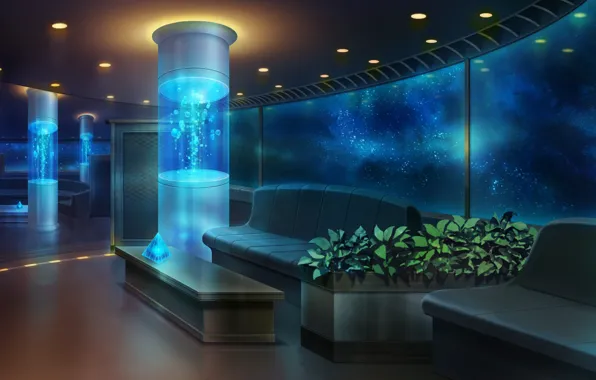 Water, room, sofa, art, aquariums, capacity, tomose shunsaku, reminiscence