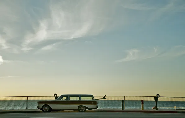 Sea, the sky, clouds, car, universal, surfboards