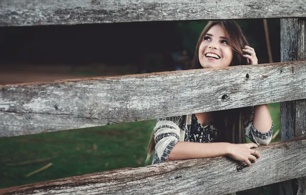 Girl, smile, the fence, fence