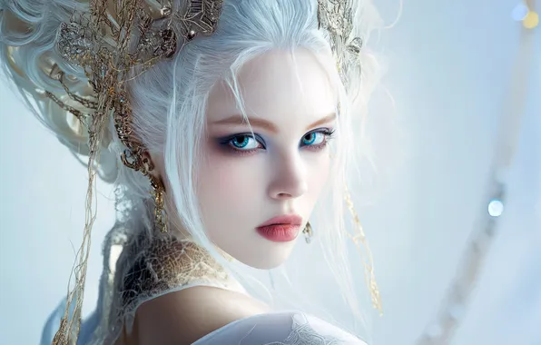 Look, girl, decoration, face, pose, portrait, crown, fantasy