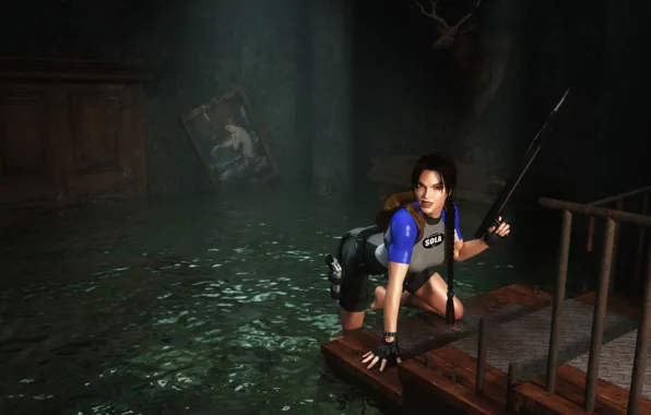 Girl, lara croft, tomb raider, eidos, harpoon