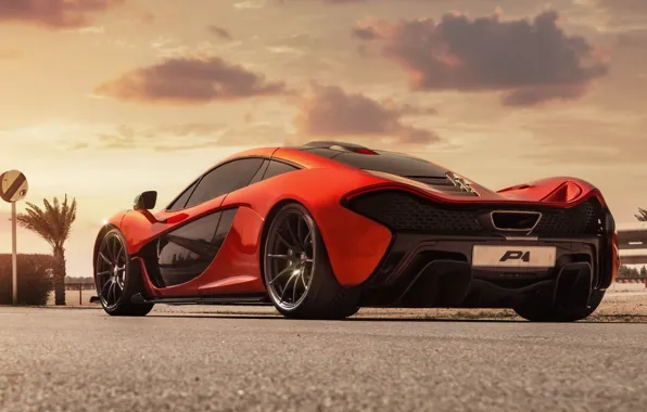 Picture Concept, clouds, orange, McLaren, the concept, supercar, rear view, McLaren
