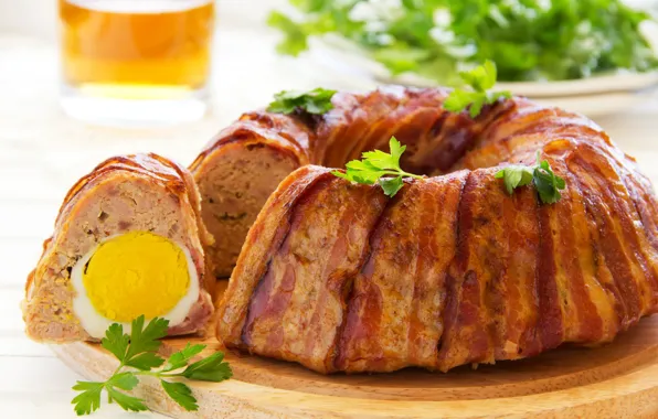 Picture eggs, pie, meat