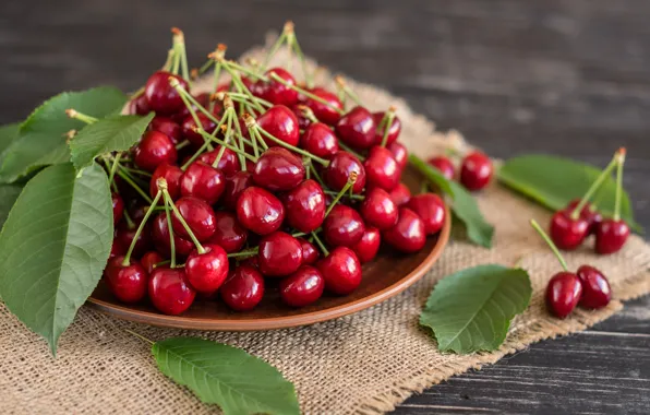 Picture summer, plate, cherry, ripe